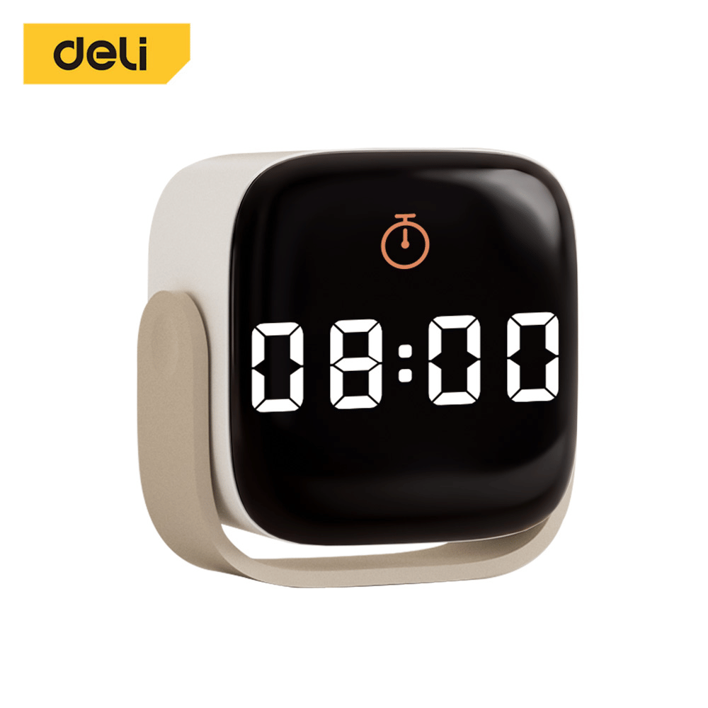 เครื่องวัดอุณหภูมิ+นาฬิกาปลุก DELI EHN3301-WH-01 สีขาว_0